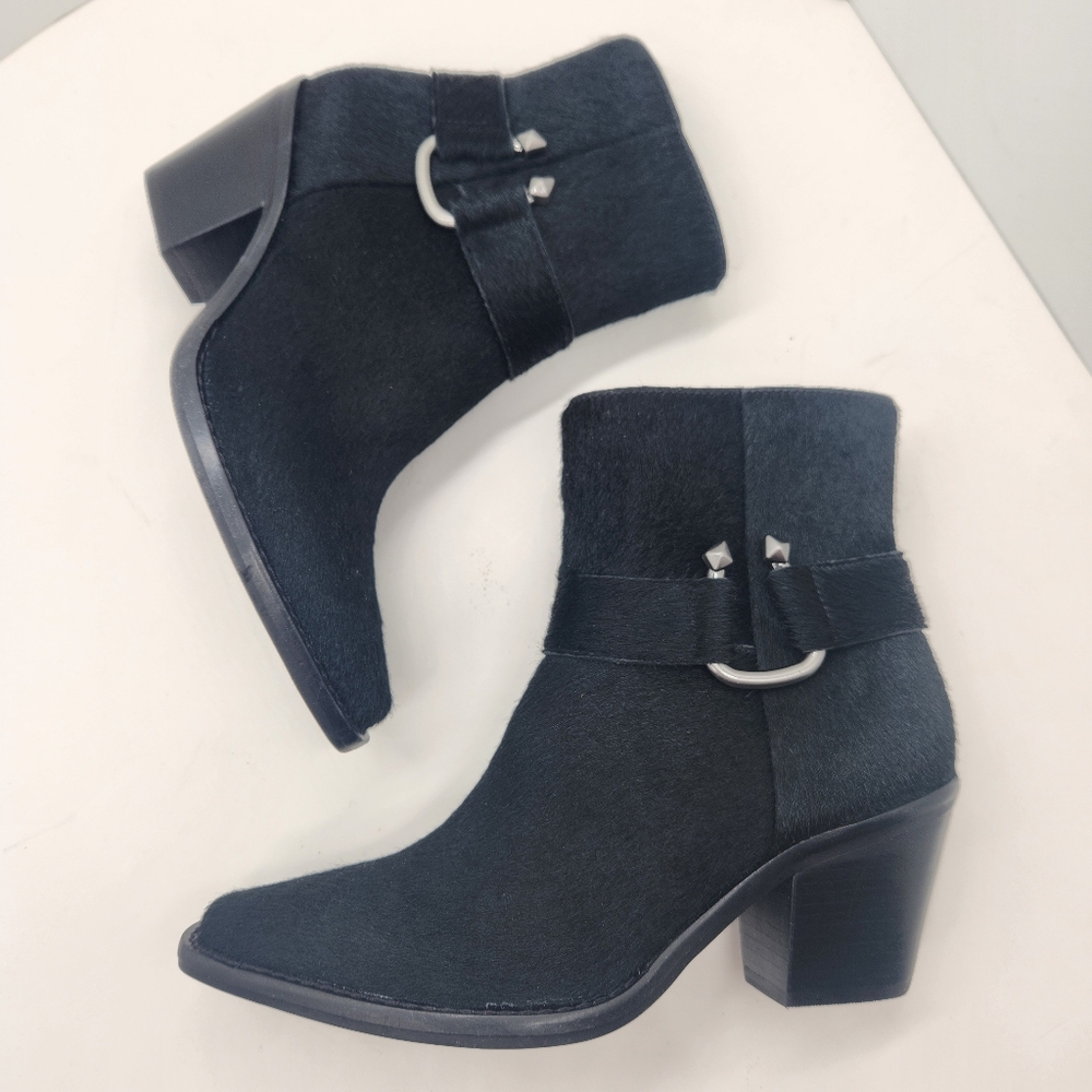 Antonio Melani Ankle Boots 5.5 Black Leather Tabbie Equestrian Horseshoe New$160